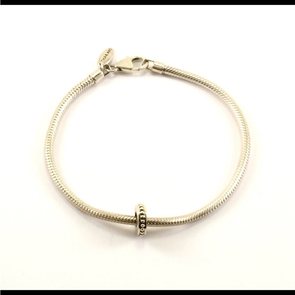 Reflection Beads Snake Design Charm Bracelet 925 Sterling Vintage  0339